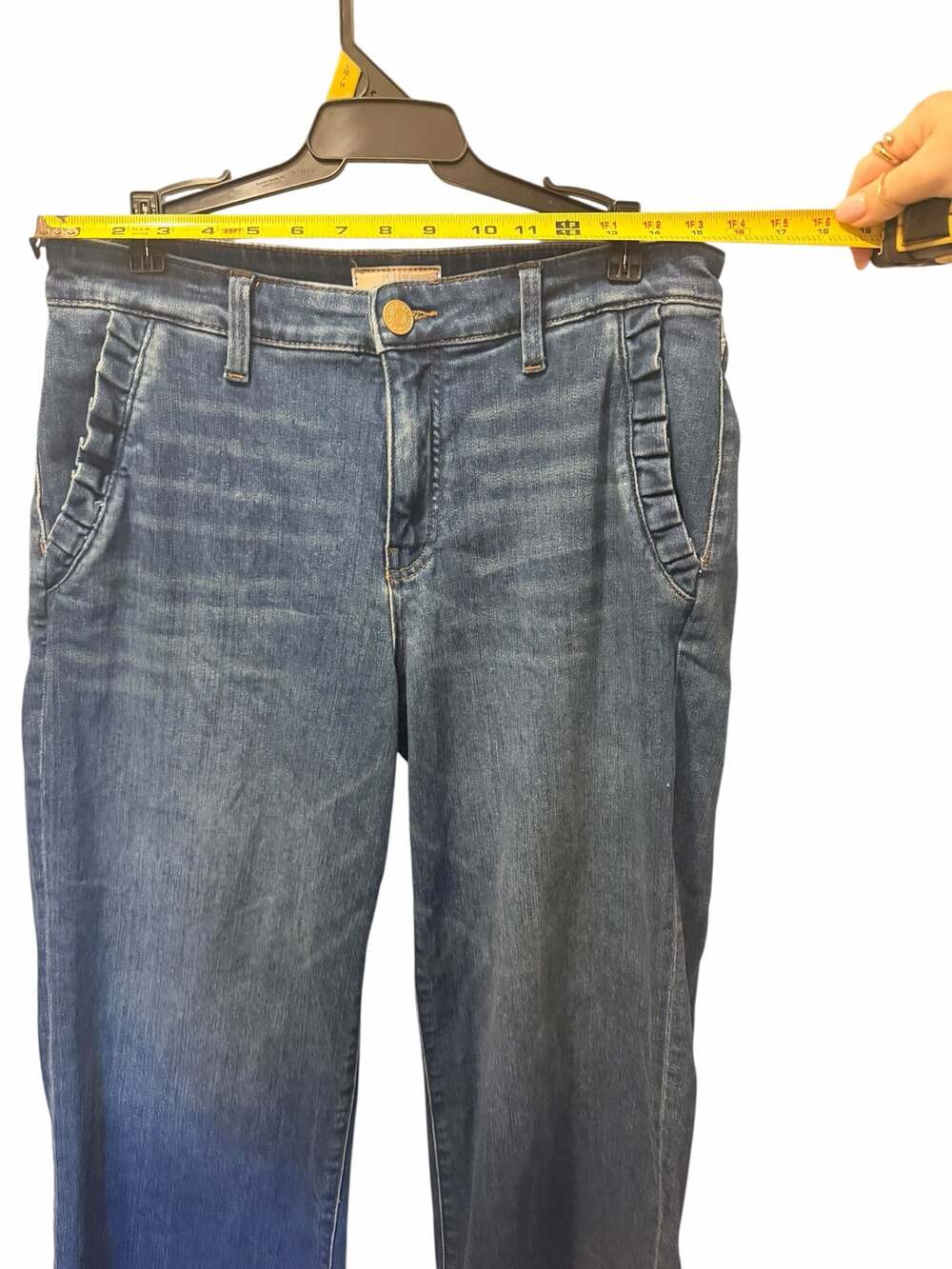 KUT from the Kloth High Rise Ruffled Pocket Wide Leg Jeans Size 8